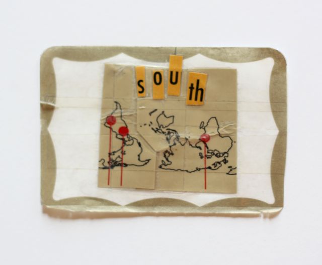 image: Southern Sources, 2.5x4inches, paper and adhesive tape on mailing label