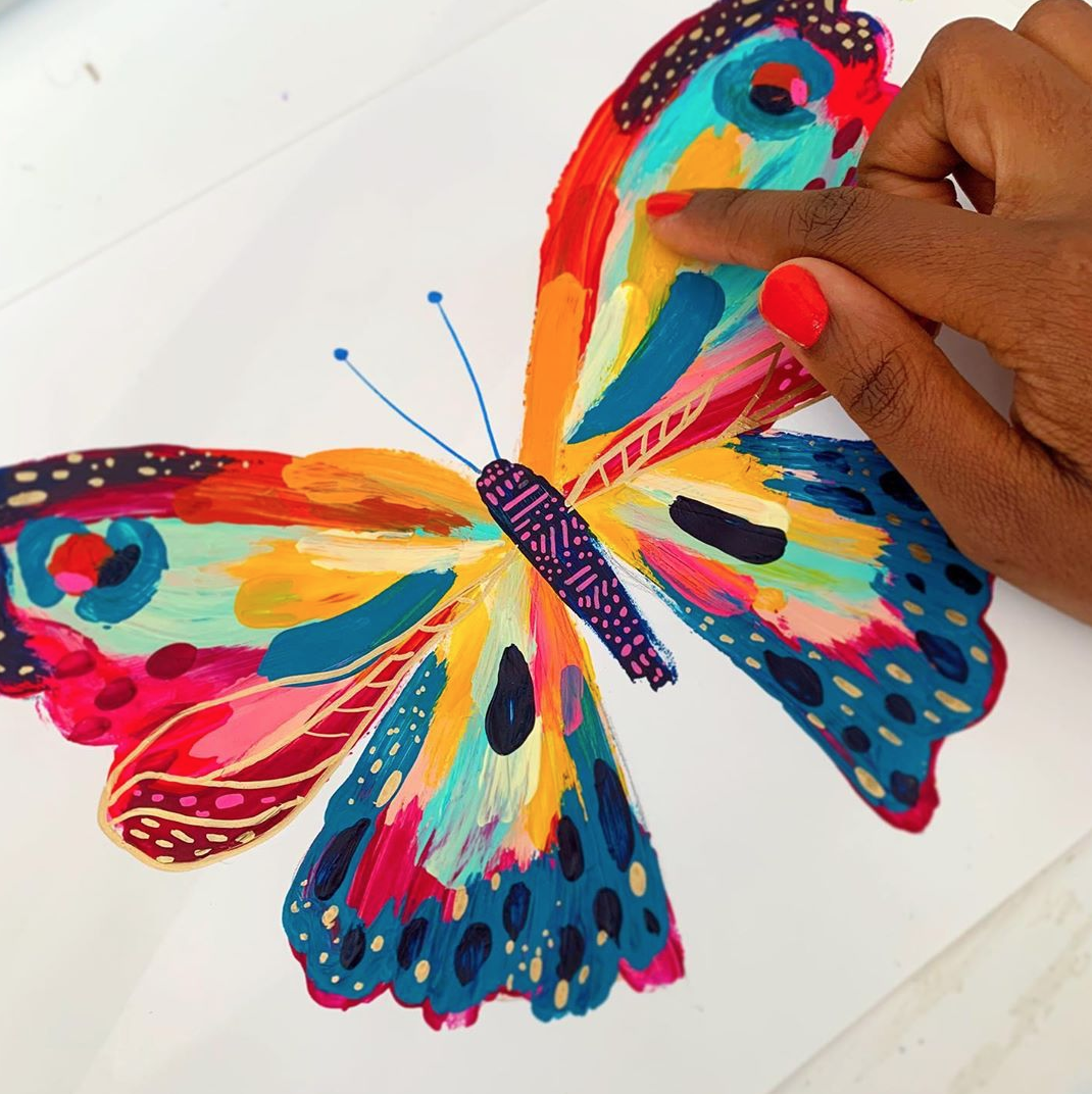 Live Painting Replay - Finger Painted Butterfly | EttaVee
