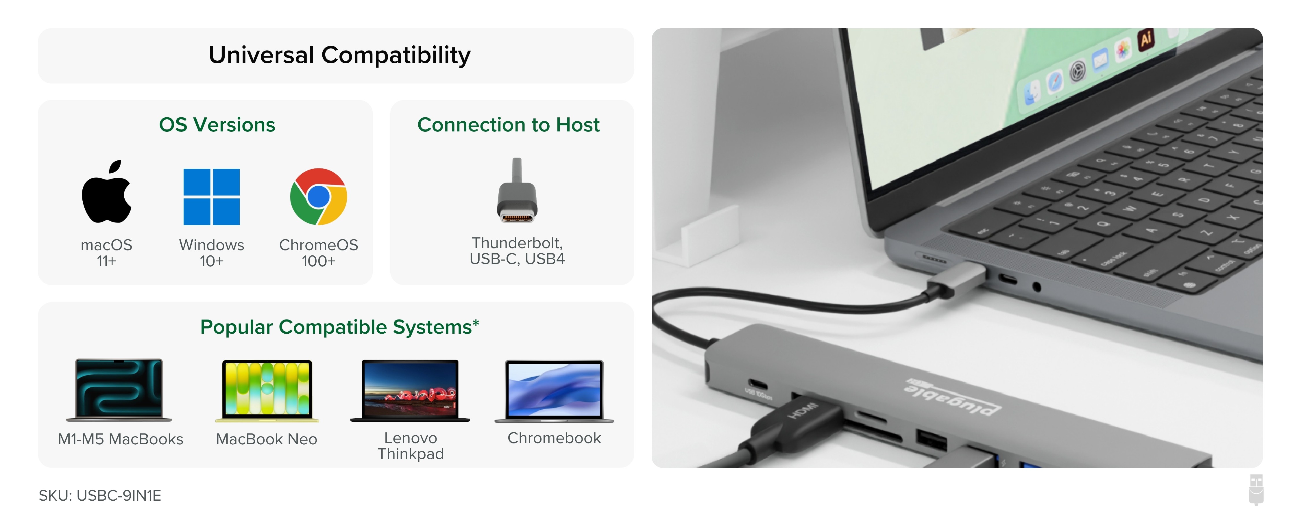 Plugable USB C Hub Multiport Adapter USBC-9IN1E | PC-Canada