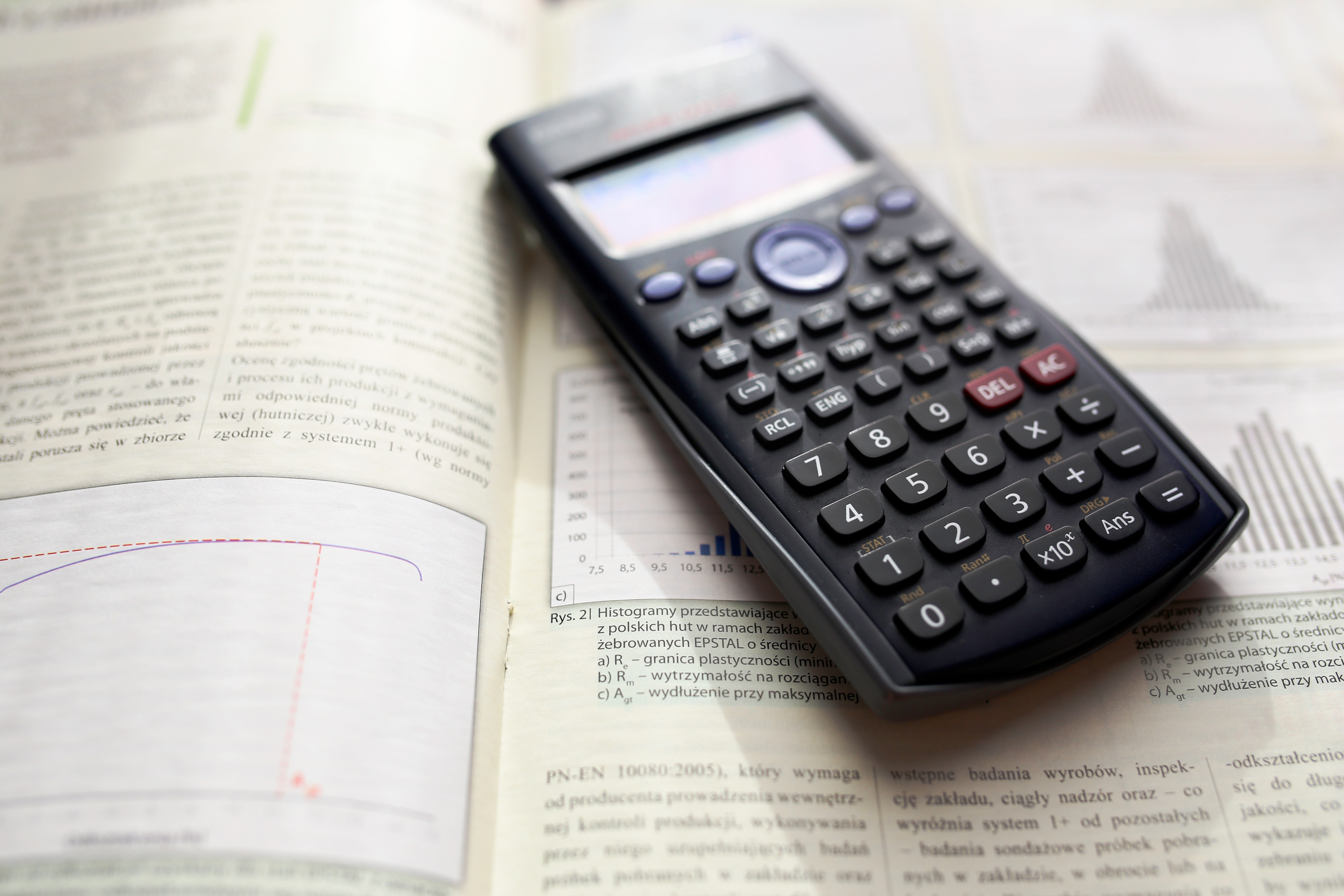 Calculator on math textbook