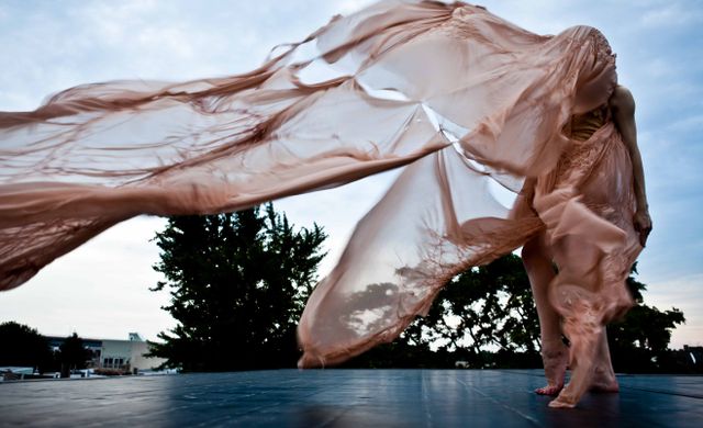 image: Hand-stitched textiles and photo, Jes Gamble. Model, Ariel D'Agostino. 2014