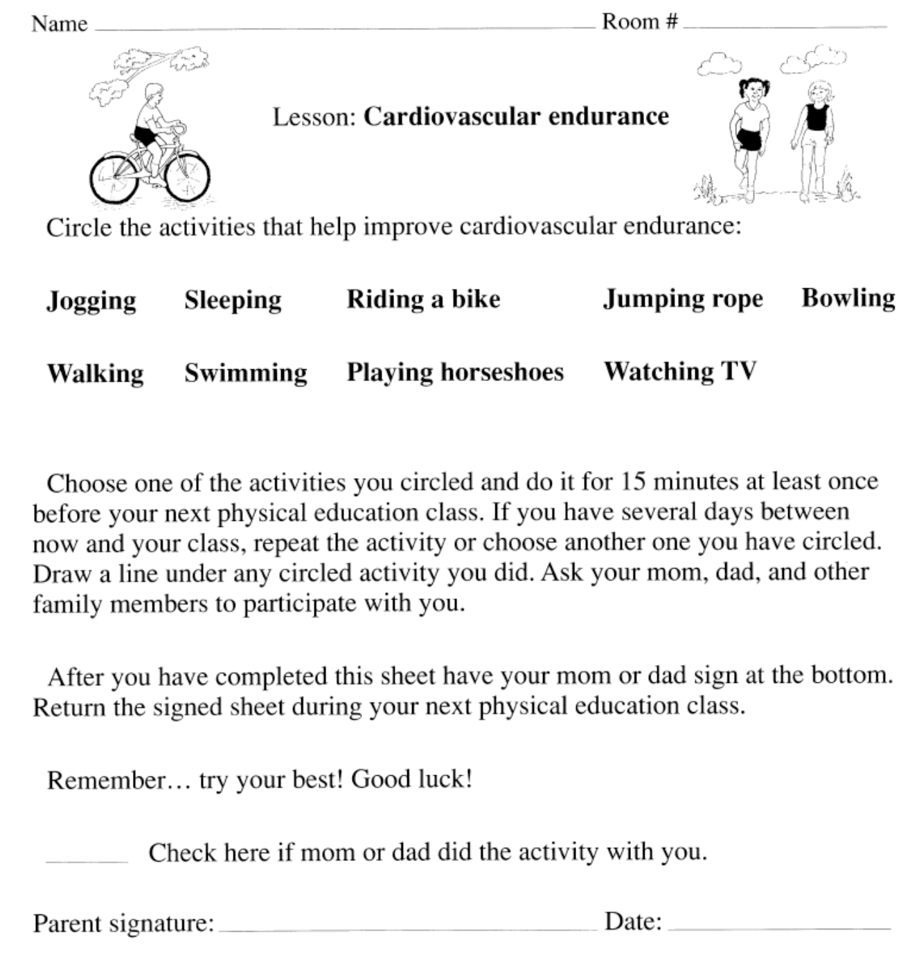alternative assignments for physical education