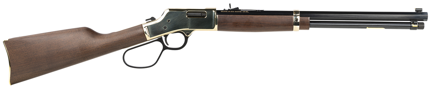 Henry H006L Big Boy  44 Mag Caliber with 10+1 Capacity, 20 Blued Barrel, Polished Brass Metal Finish, American Walnut Stock & Large Loop Right Hand (Full Size)