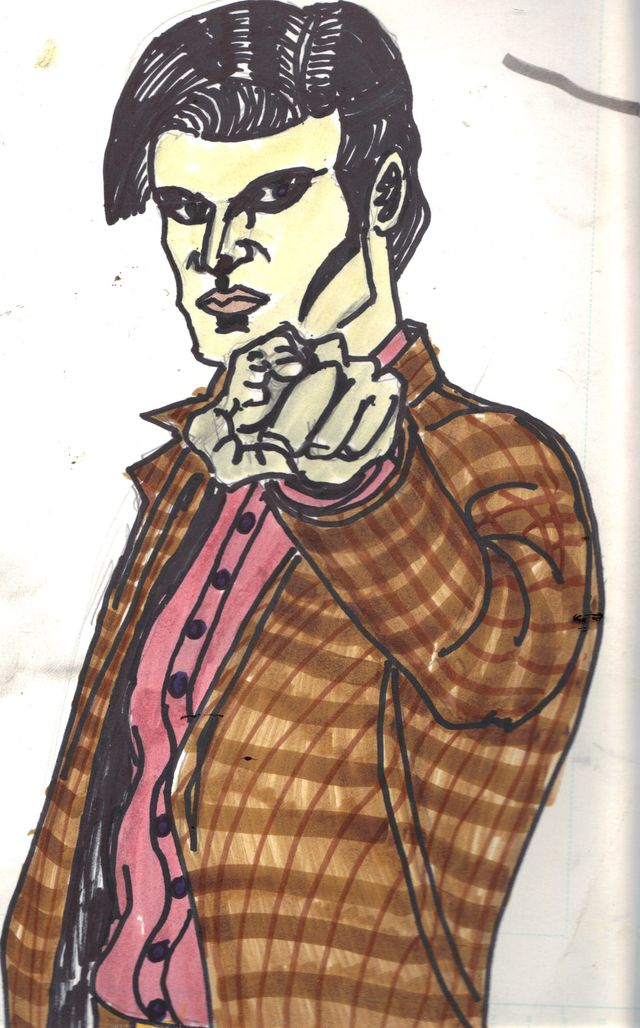 image: MATT SMITH. 11TH DOCTOR ON MANGA BRISTOL BOARD. INDIA INK. $15.00