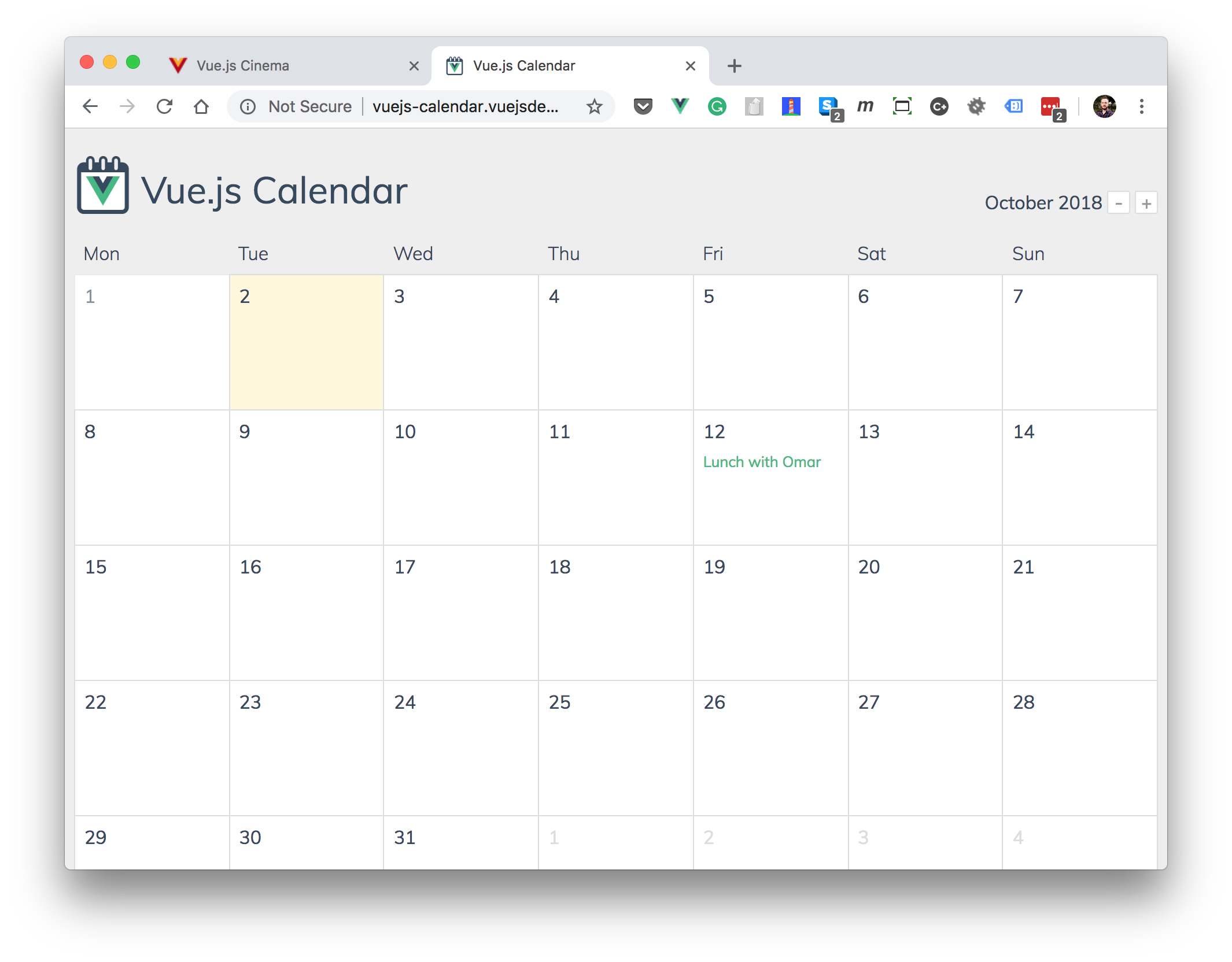 Vue.js Calendar