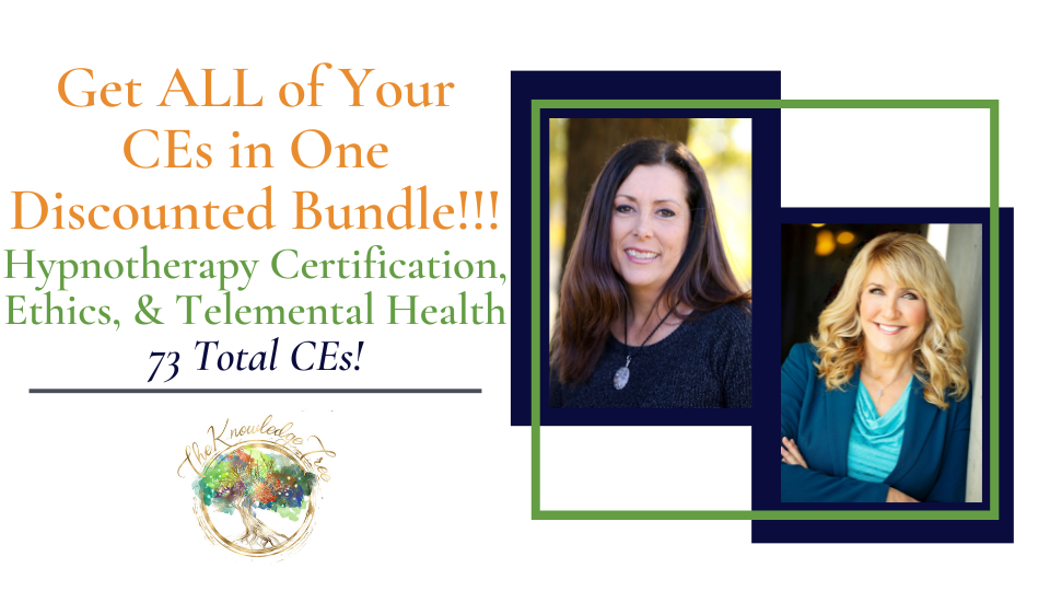 Clinical Hypnotherapy Certification Program, Ethics, Telemental Health, & AI CE Workshops for therapists, counselors, psychologists, social workers, marriage and family therapists