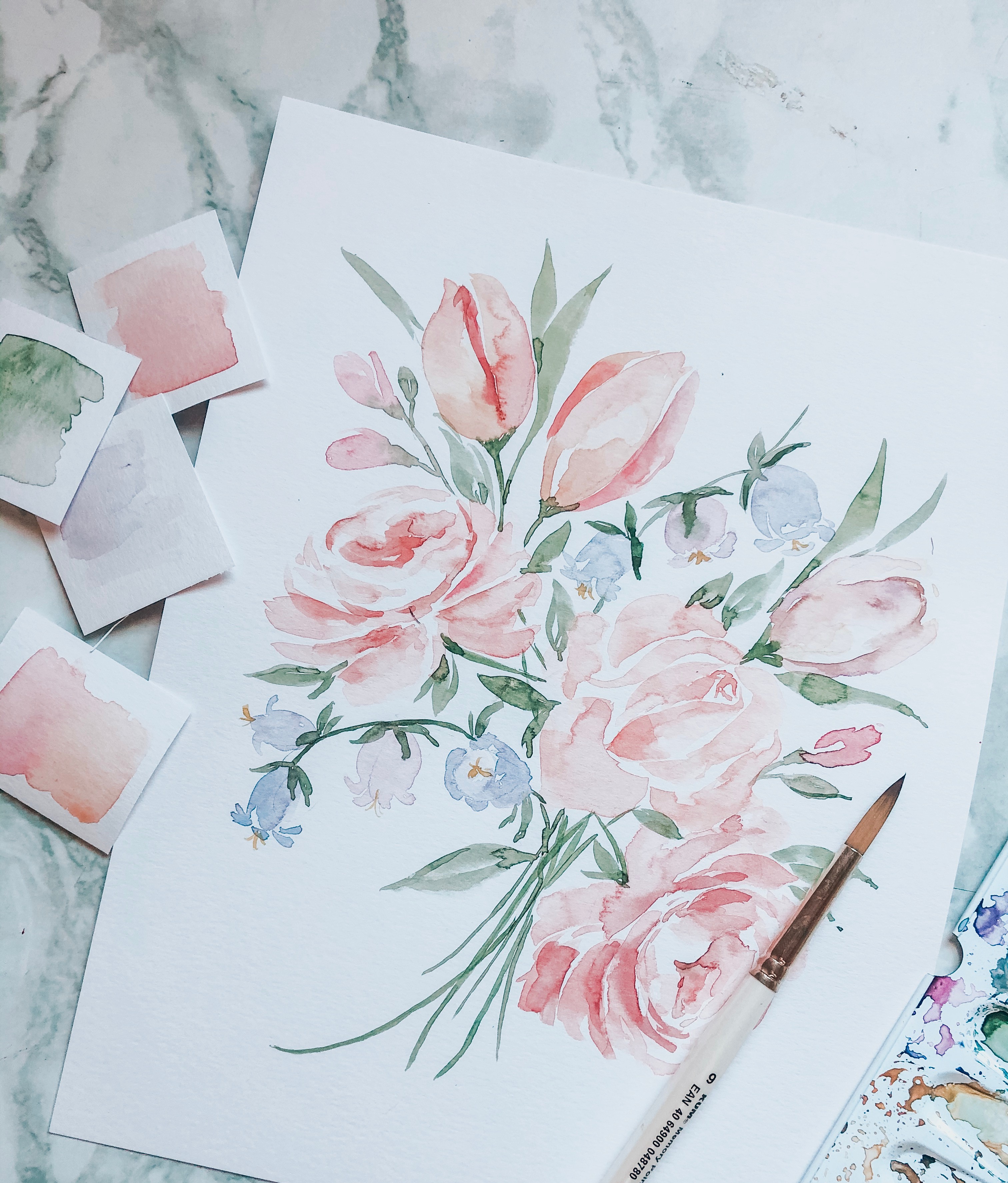 Copy of Watercolour Rose bouquet | Composition Class | Watercolour