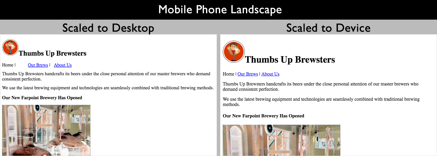Mobile phone landscape side by side scaling