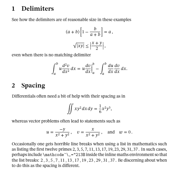 Some mathematics typeset with the STIX2 fonts