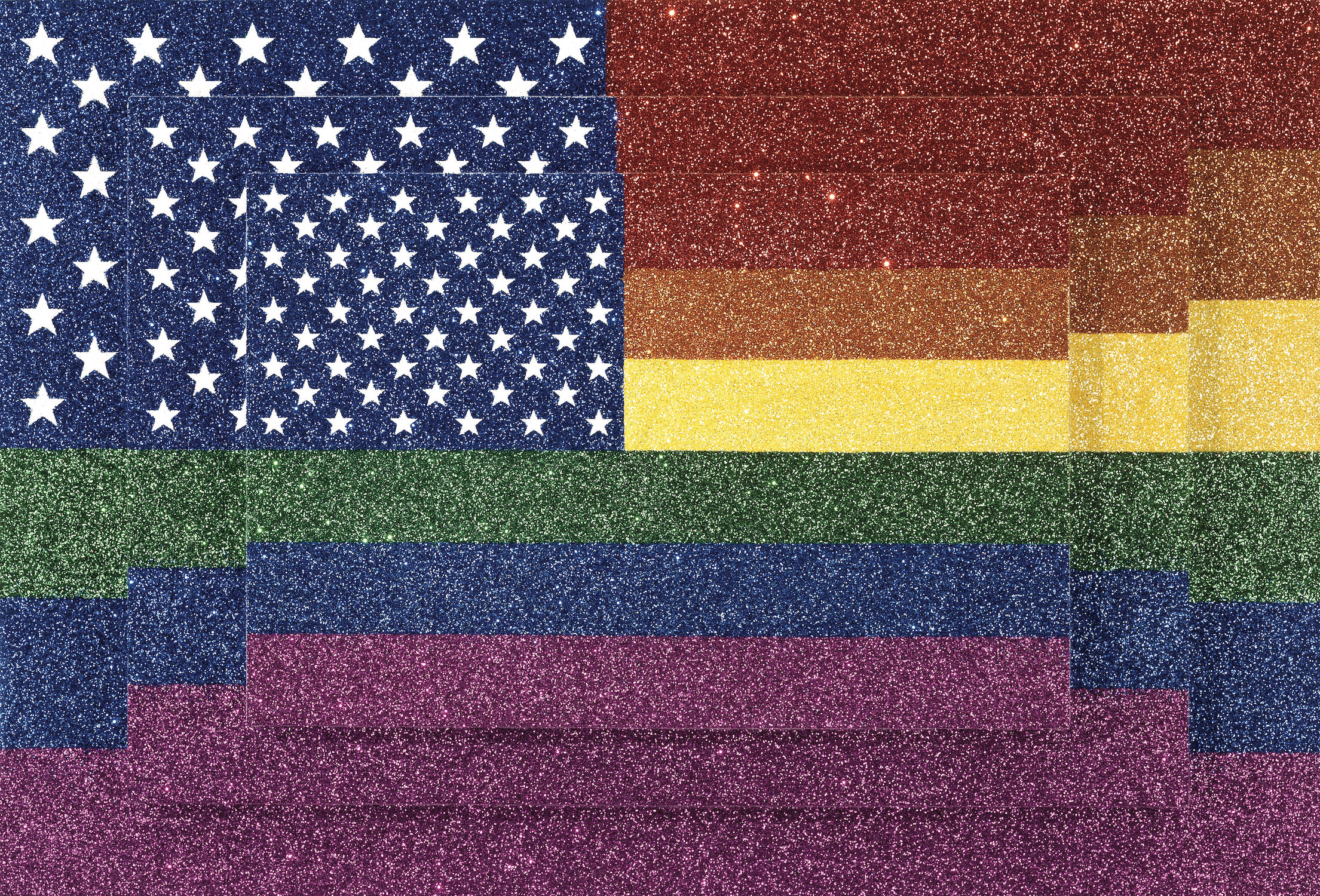 Three Rainbow American Flags for Jasper in the Style of the Artist's ...