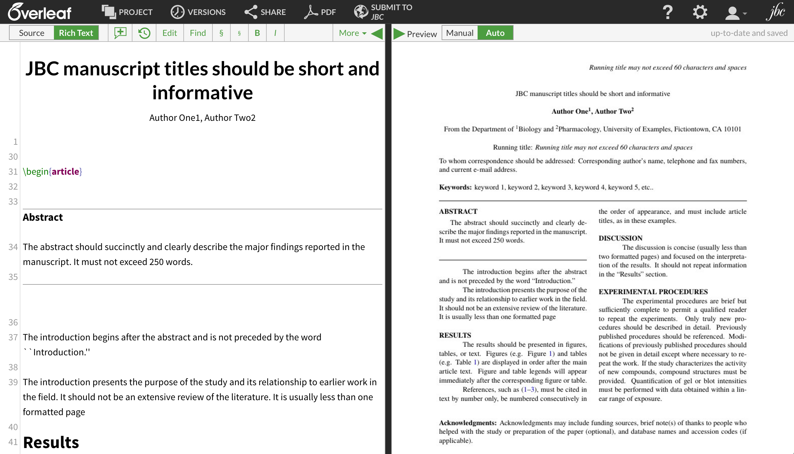 The new ASBMB LaTeX Template in Overleaf