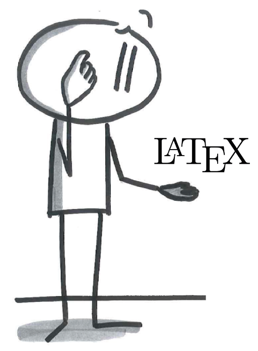 Cartoon showing a researcher confused by LaTeX