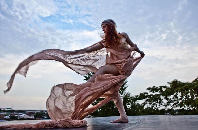 image: Hand-stitched textiles and photo, Jes Gamble. Model, Ariel D'Agostino. 2014