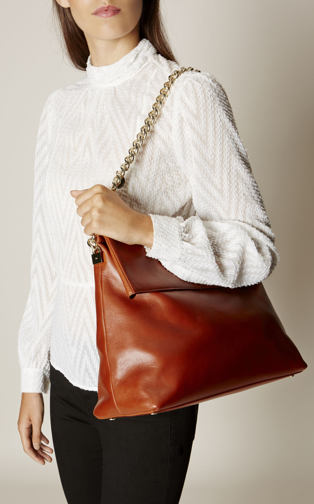 karen millen fold over chain strap bag