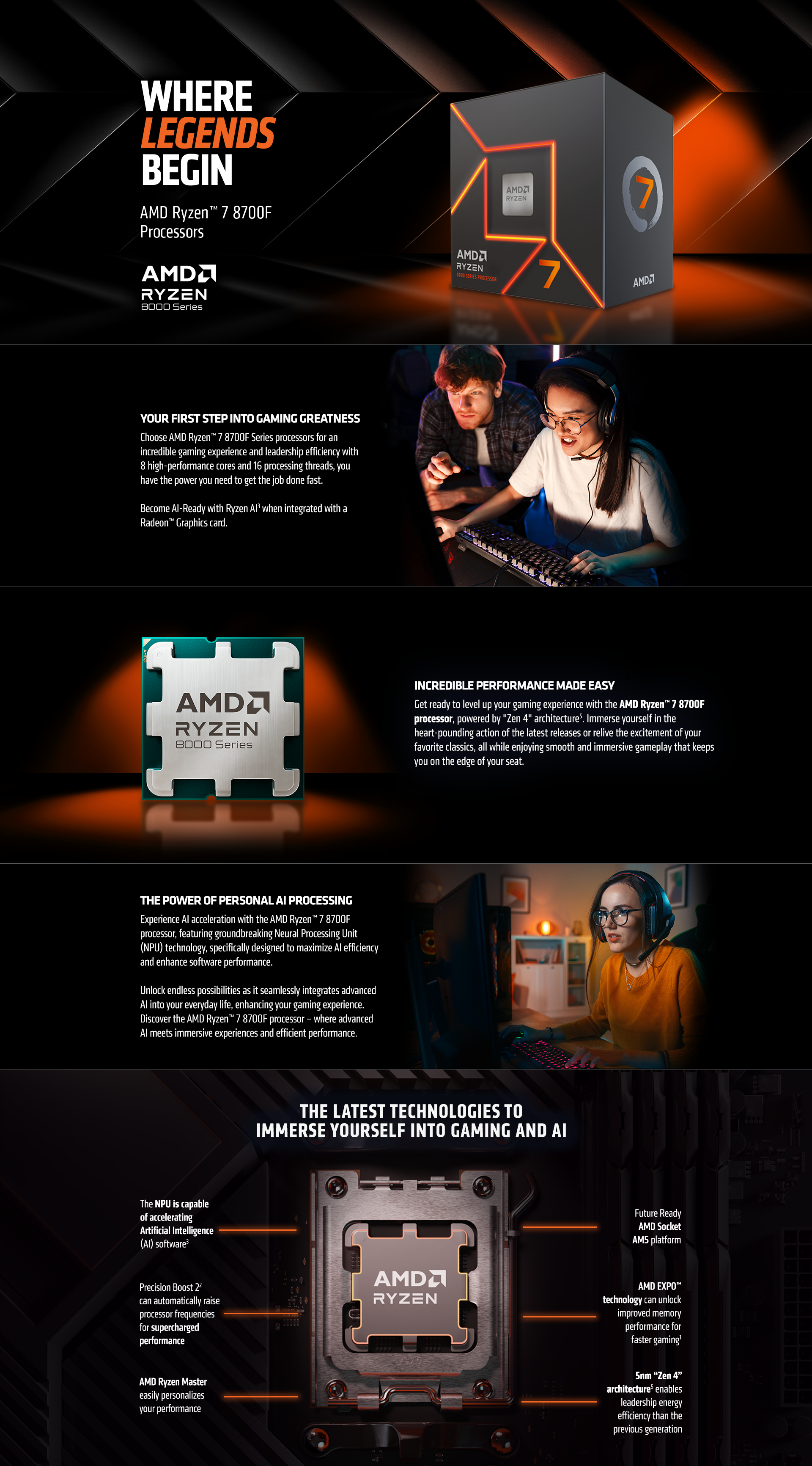 AMD Ryzen 7 8700F (4.1 Ghz) - Ryzen 7 8000 Series 8-Core/ 16
