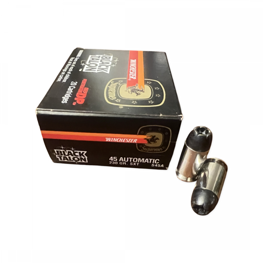 45 ACP Winchester Supreme Black Talon 230 Grain SXT S45A 20 Round Box FlipAmmo Lorton 22191