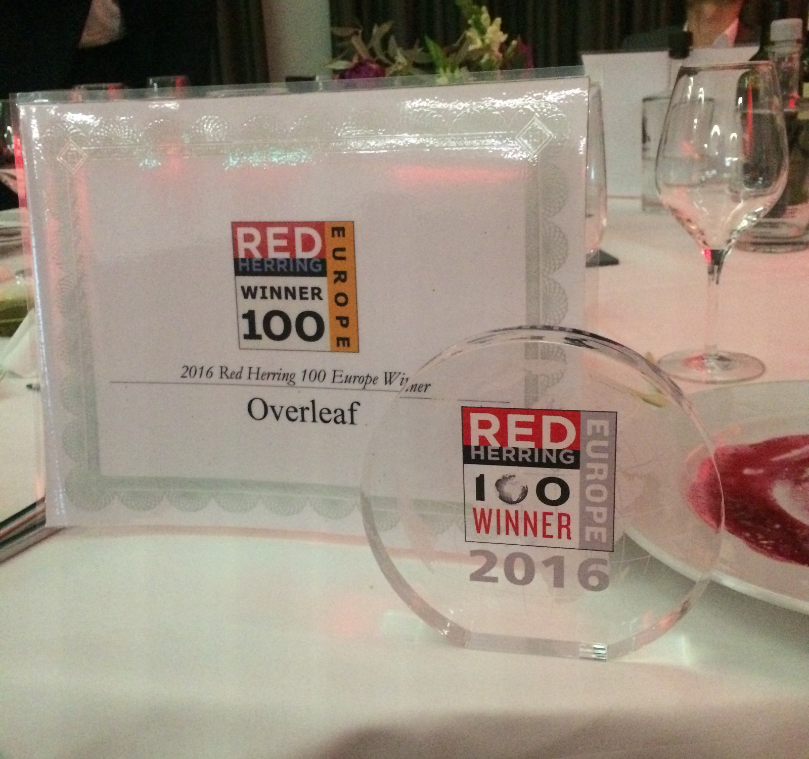 Red Herring Top 100 Europe Winner Overleaf Award Night Photo