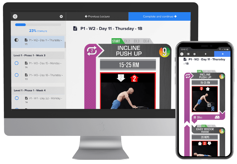 screens show calisthenics routine
