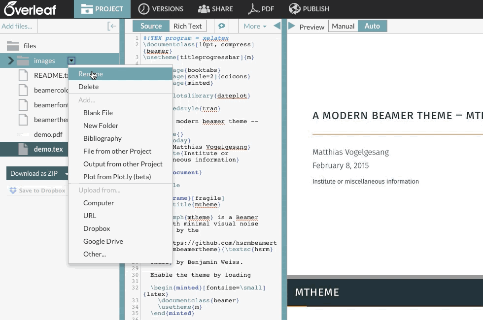 Overleaf Plotly link walkthrough tutorial gif