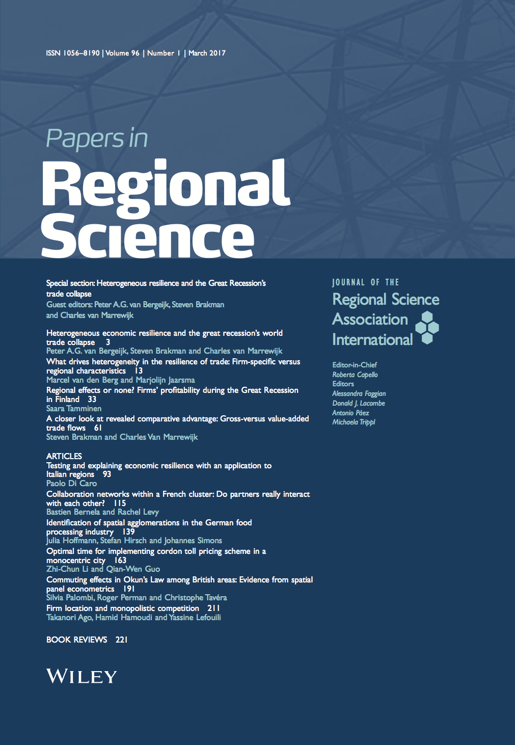 Template for submissions to Papers in Regional Science Overleaf