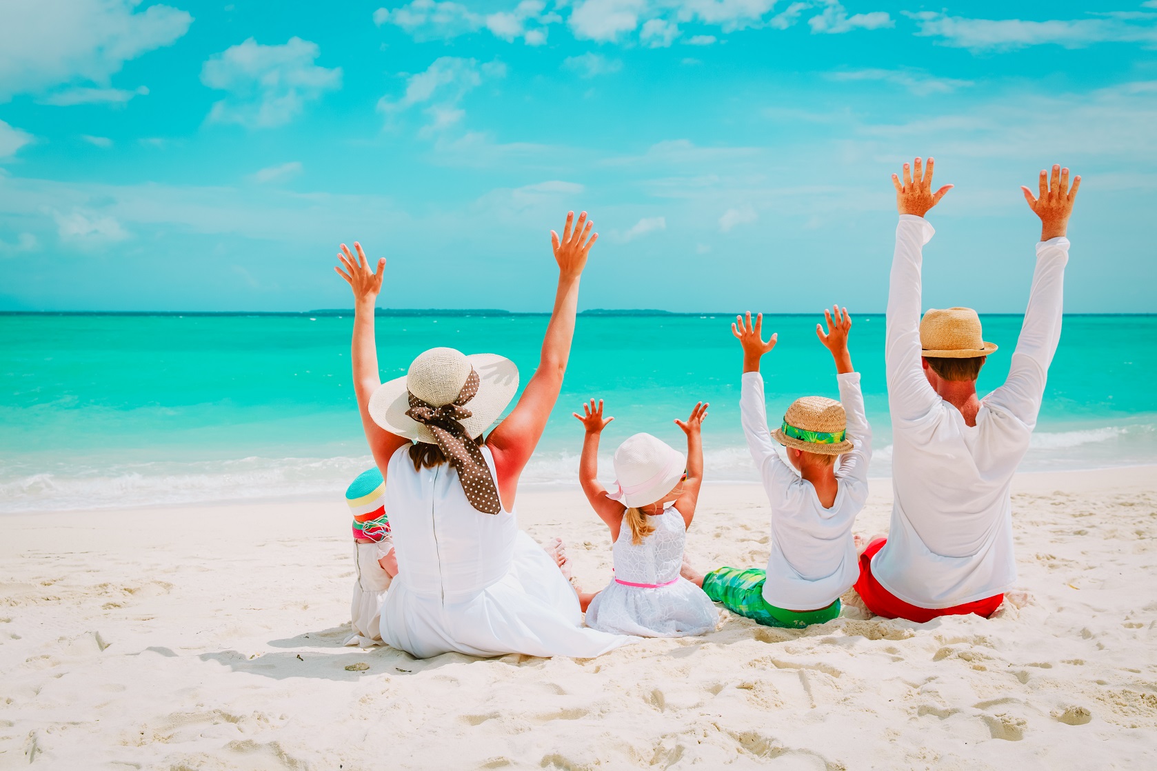 family vacation on beach