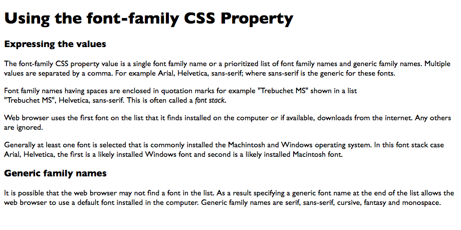 Practice file in browser with font family added to body selector
