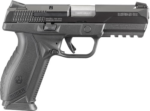 Ruger 8605 American Pro Duty Frame 9mm Luger 17+1 4.20″ Stainless Steel Barrel, Black Nitride Serrated Stainless Steel Slide, Black Polymer Frame w/Picatinny Rail, Textured Wraparound Grip, Right Hand