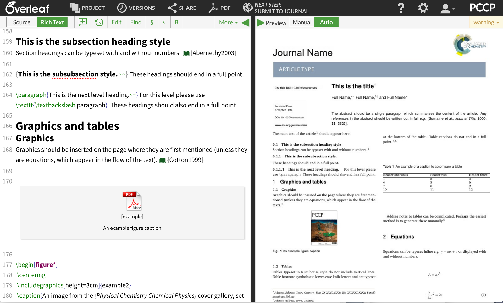 RSC Template in Overleaf