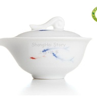 Goldfish Hand-Grabbed Porcelain Gaiwan Tea Cup Teapot 150ml from ShanghaiStory