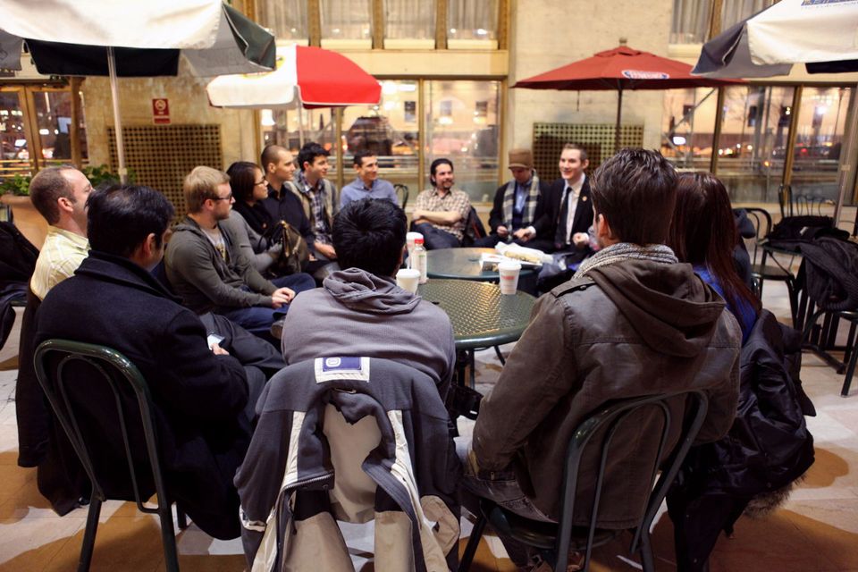 image: The group meets to discuss the latest Bitcoin news and exchange information