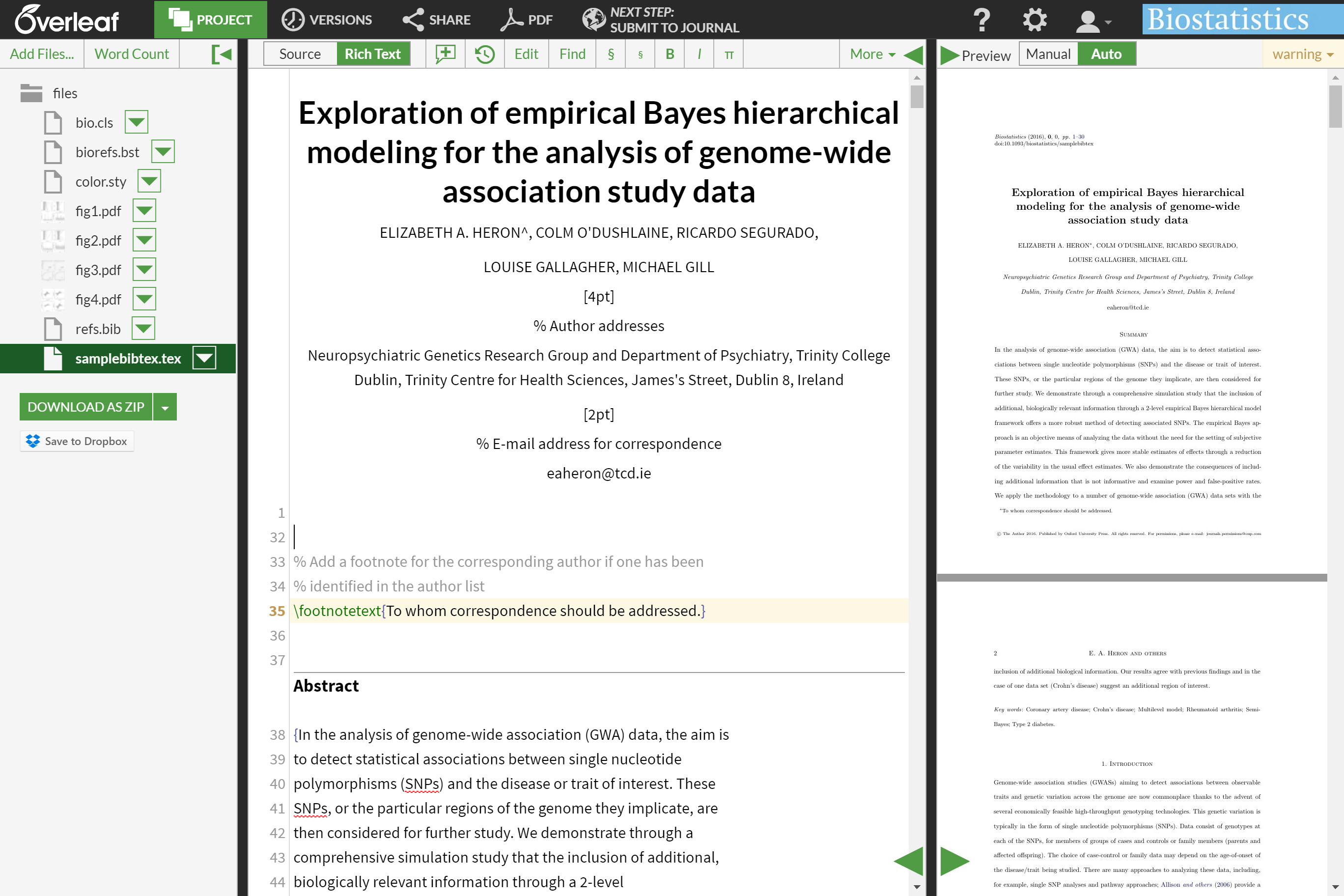 OUP Biostatistics Template in Overleaf