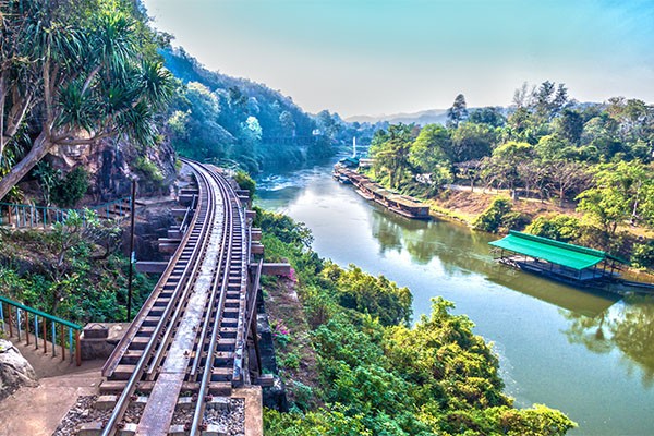 Visit Railway and Floating Markets, Take a Train Ride along the River to Kanchanaburi