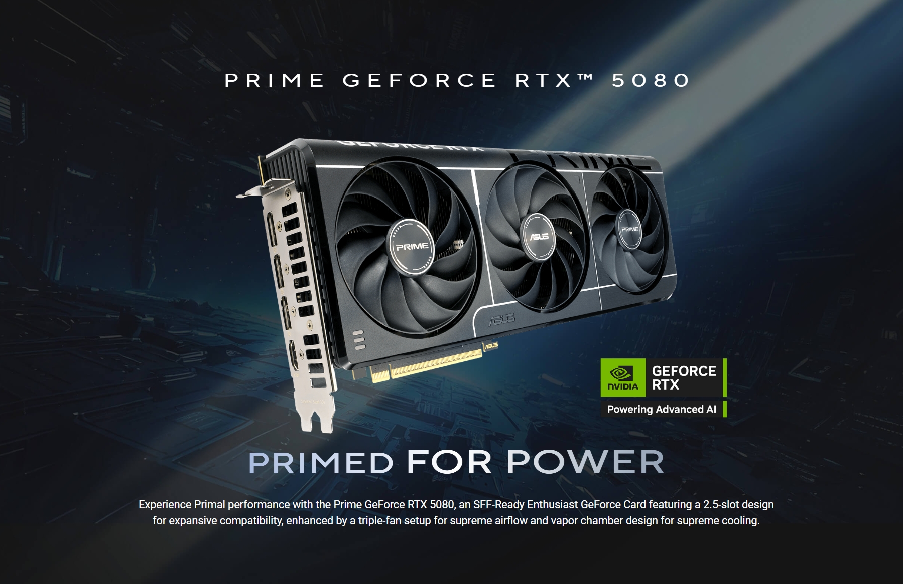 グラフィックボード・グラボ・ビデオカード ASUS PRIME RTX5080 O16G GeForce RTX5080 ASUS Prime GeForce RTX™ 5080 OC Edition 16GB GDDR7