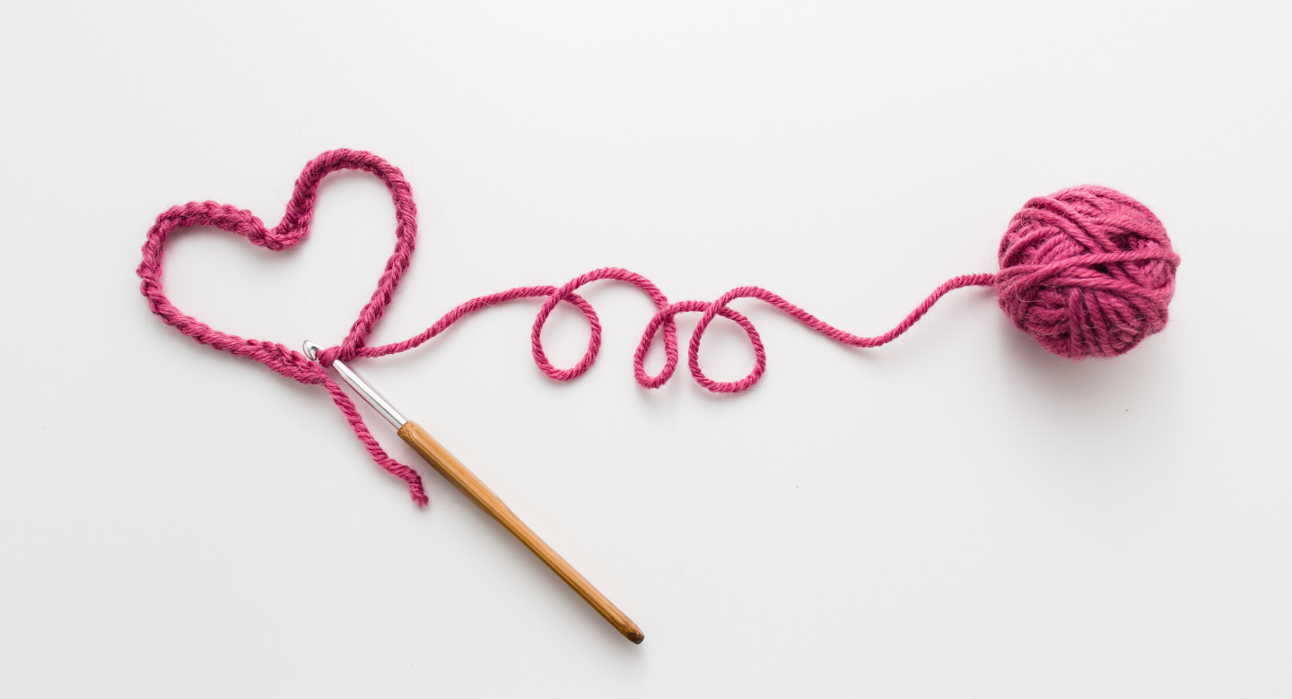 Crochet Heart in dark pink