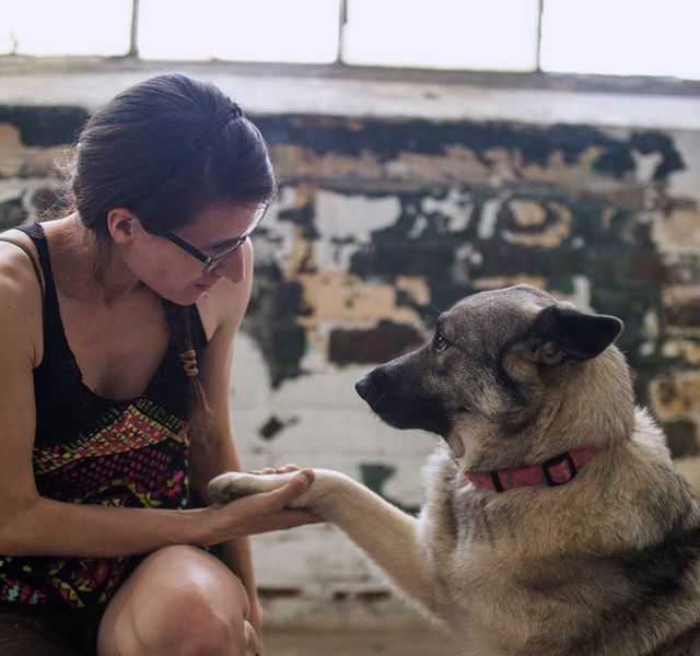 image: Louise O'Rourke and her dog Luna