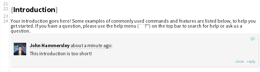 Writelatex comment screenshot 1