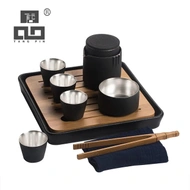 TANGPIN 999 silver and ceramic teapot teacups black a tea sets portable travel tea sets drinkware from Tangpin