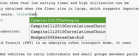 Overleaf auto-completes citations from your bib file
