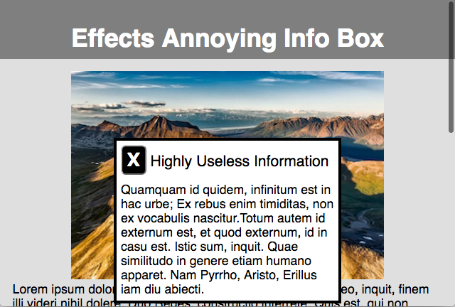 Preview information box lab web view to practice using common effect methods with the click event.