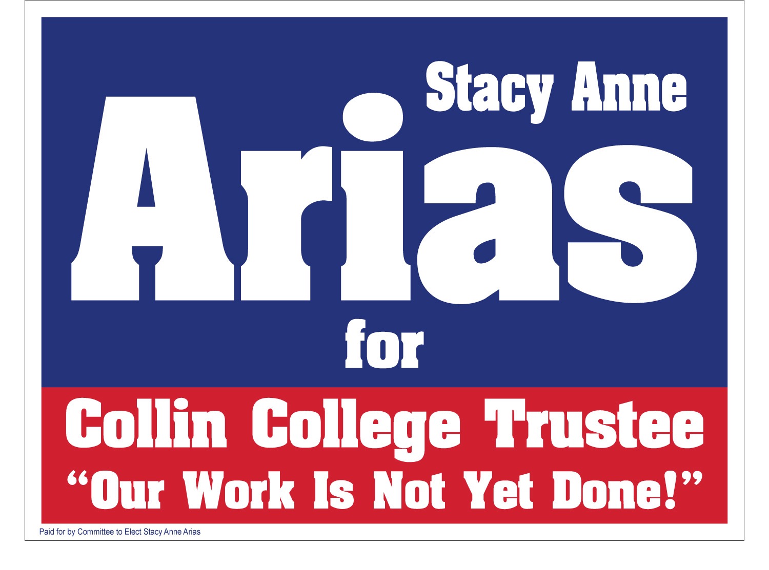 Stacy Anne Arias for Collin College Board of Trustees logo