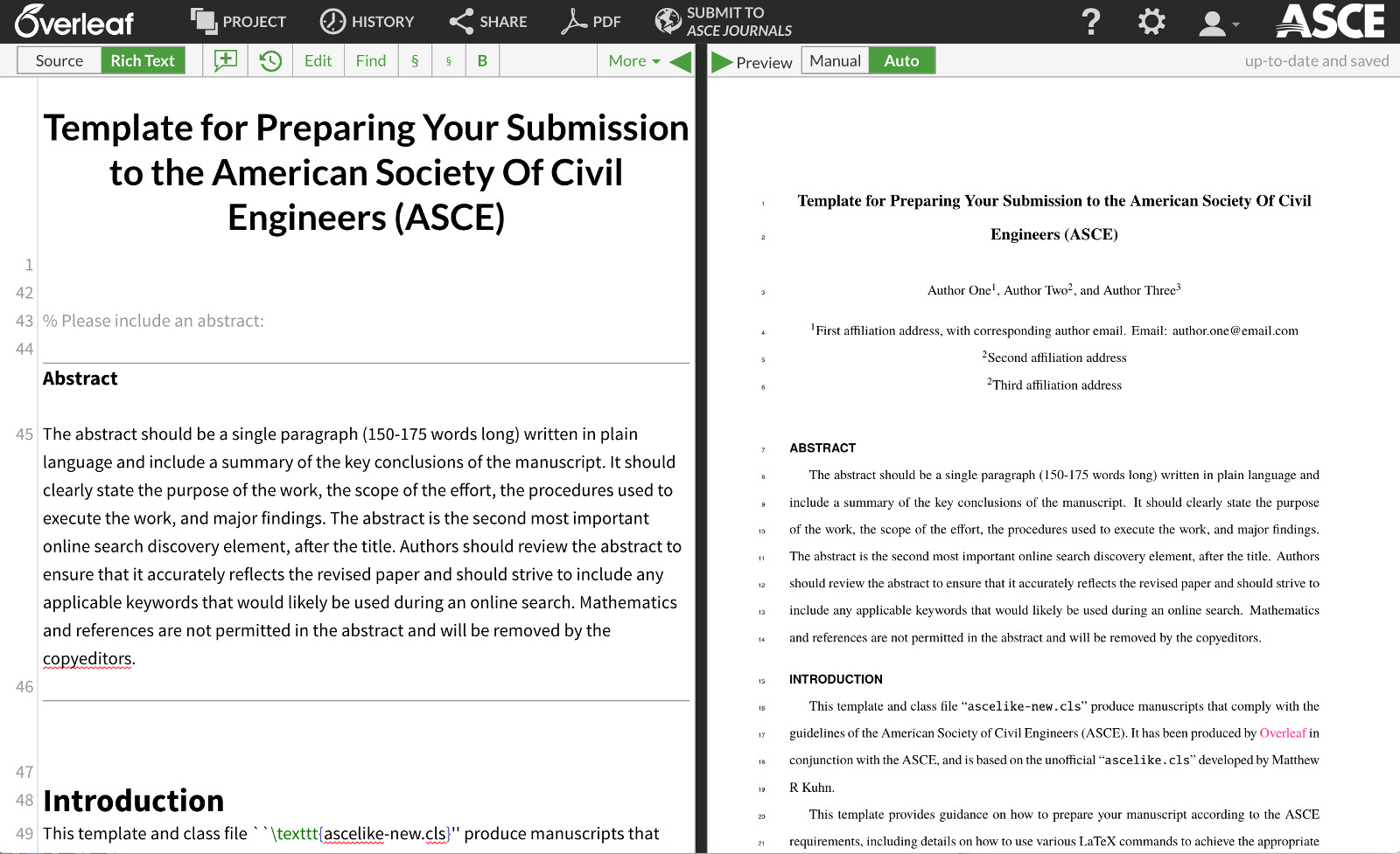 The new ASCE LaTeX Template in Overleaf