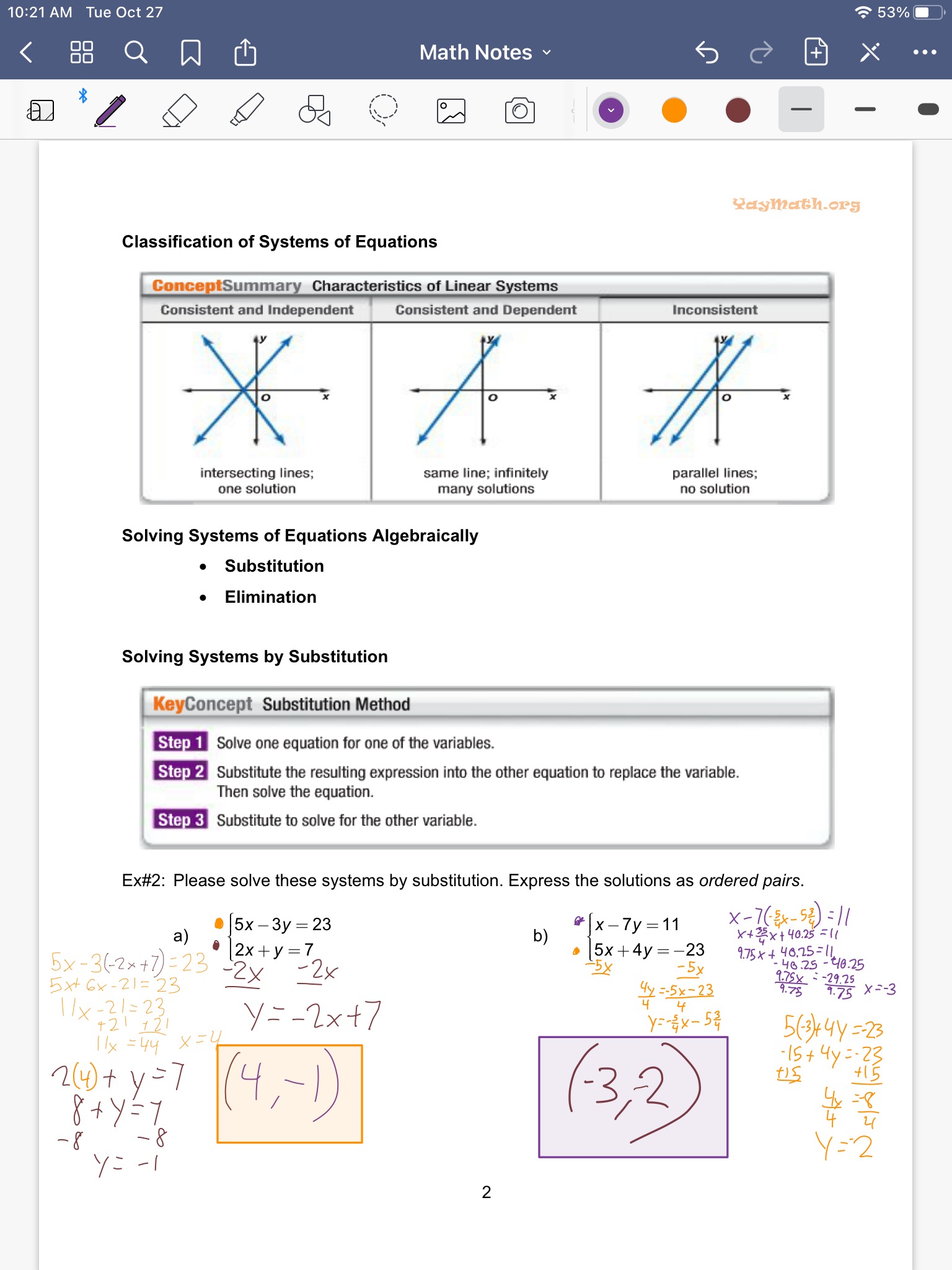 Example showing how students have the option to print, or work digitally