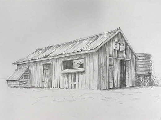 Farm shack perspective drawing