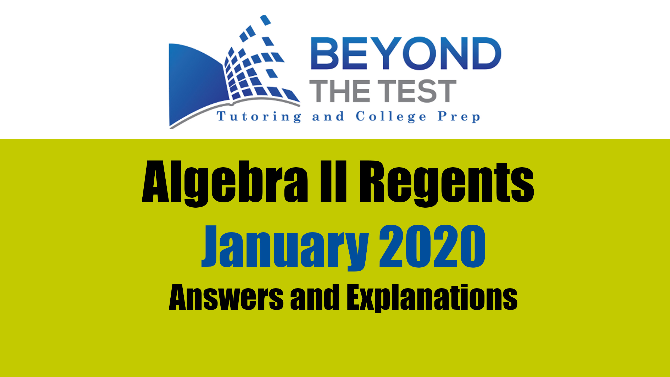 Algebra II January 2020 Regents Answers Beyond The Test