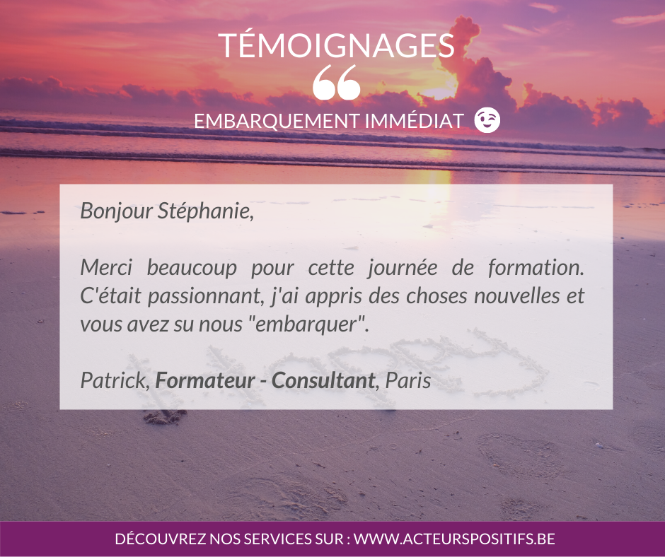 Témoignage d&#39;un participant à une de mes formations