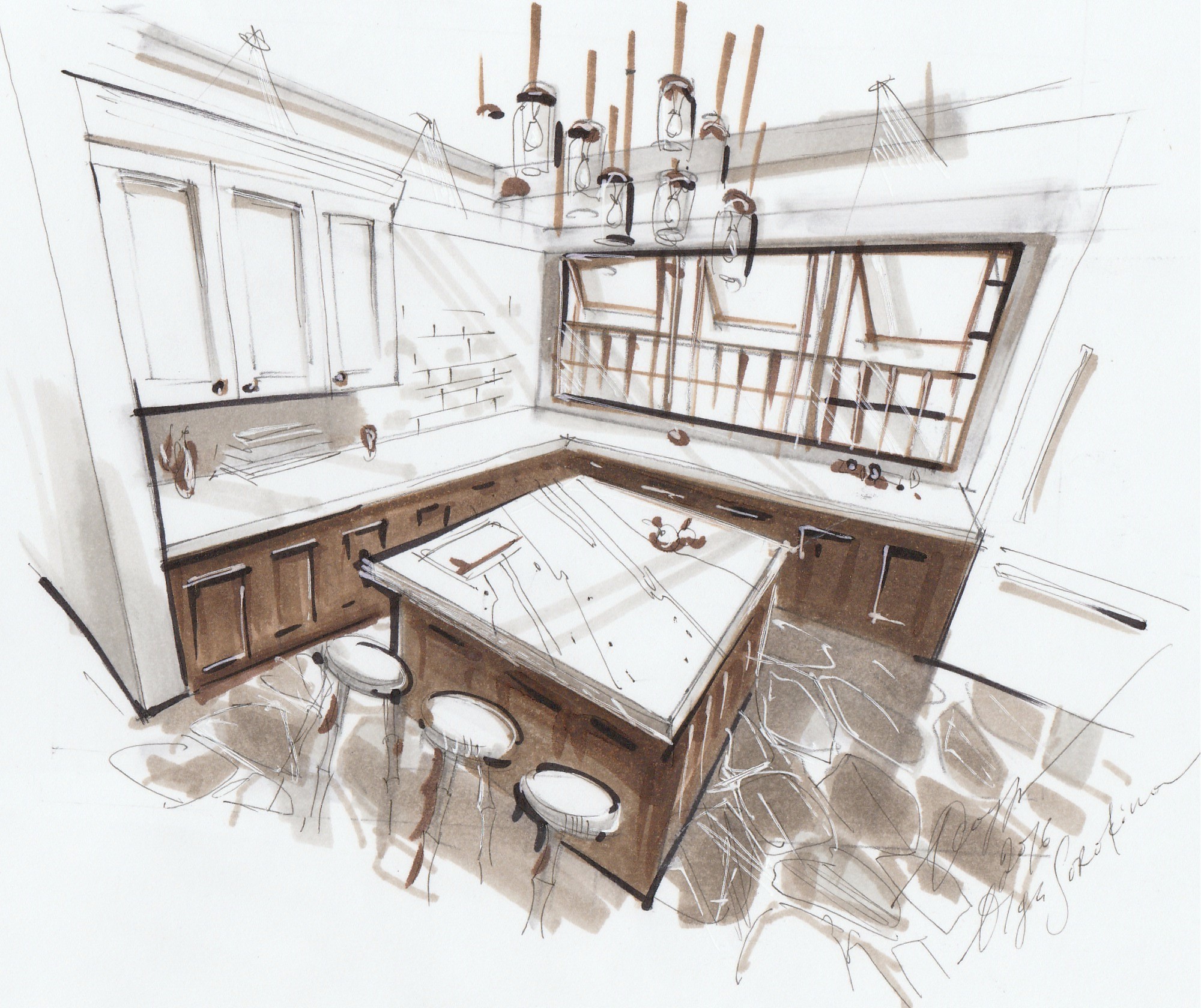 Interior sketching with markers. Advanced level. | Online School of