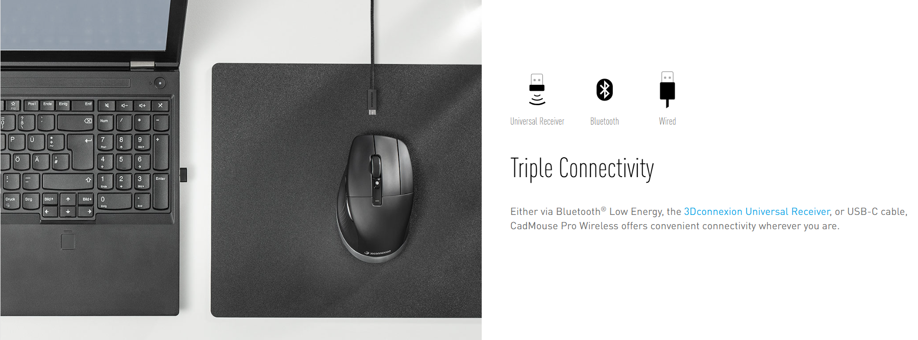 3Dconnexion CadMouse Pro Wireless - The Precision Ergonomic Mouse