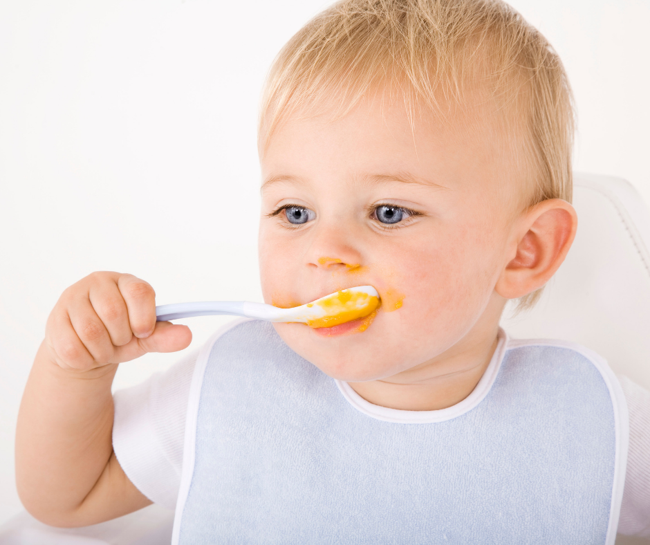 Baby spoon-feeding