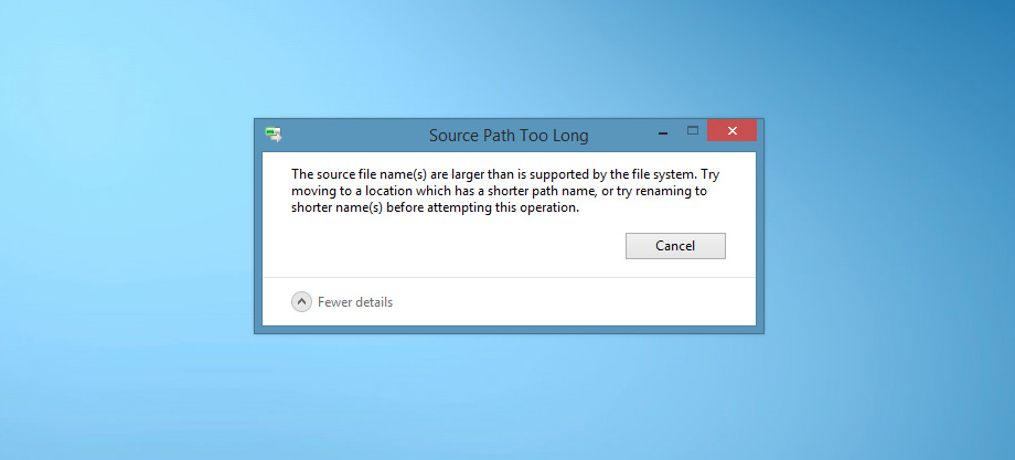 Source path too long error in Windows