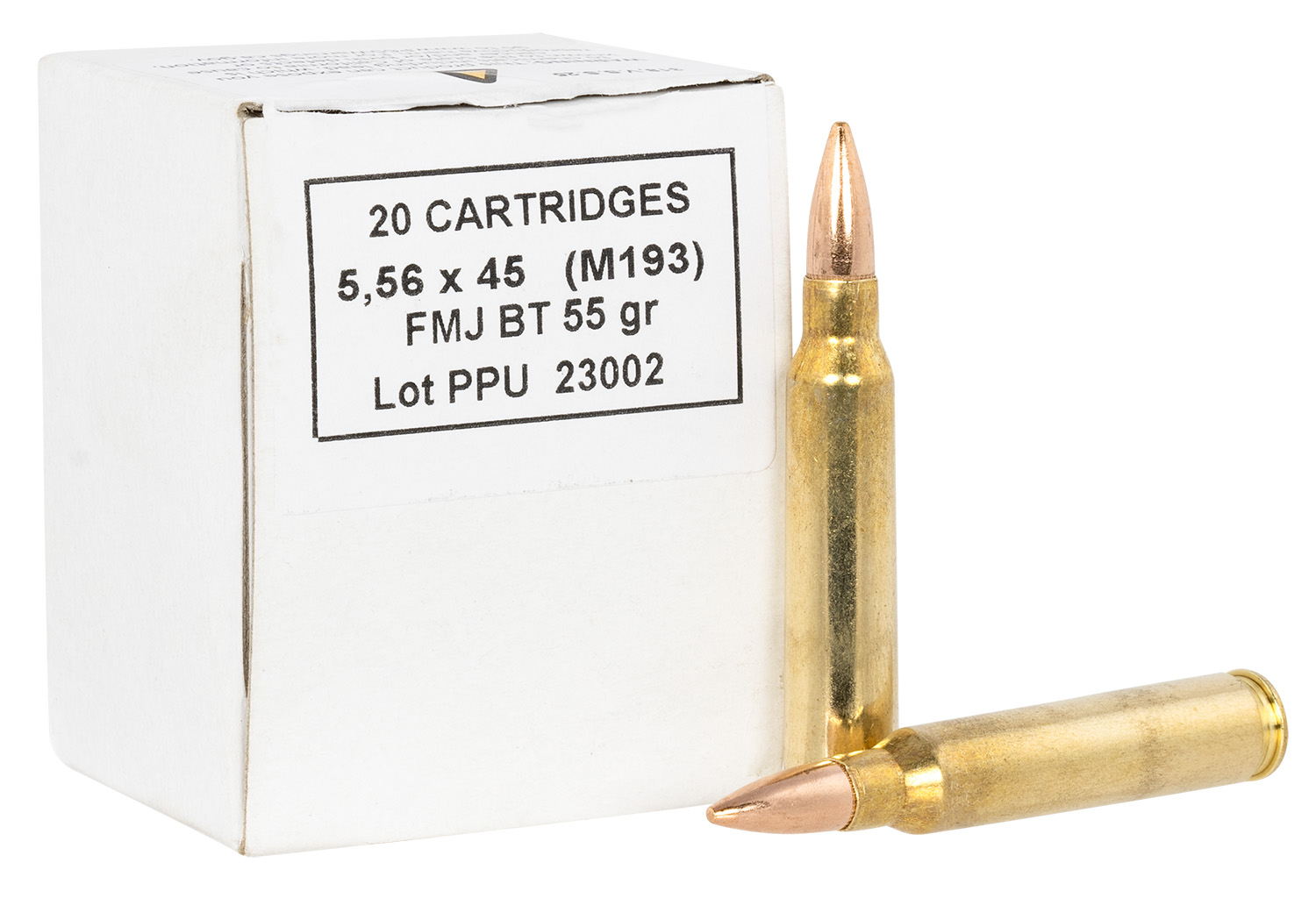 PPU Metric Rifle Ammo Brass 5.56 55 Grain 1000-Rounds FMJBT